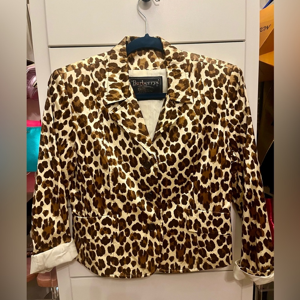 Vintage Burberry silk leopard print blazer